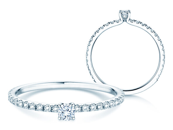 Verlobungsring Classic 4 Pavé in Platin 950/- mit Diamanten 0,35ct G/SI
