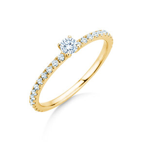 Verlobungsring Classic 4 Pavé in 14K Gelbgold mit Diamanten 0,51ct G/SI