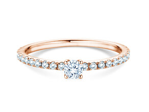 Verlobungsring Classic 4 Pavé in 14K Roségold mit Diamanten 0,51ct G/SI