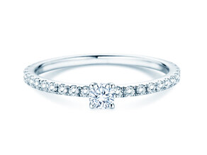 Verlobungsring Classic 4 Pavé in 14K Weißgold mit Diamanten 0,51ct G/SI