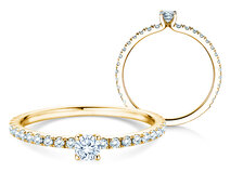 Verlobungsring Classic 4 Pavé in 14K Gelbgold mit Diamanten 0,51ct G/SI