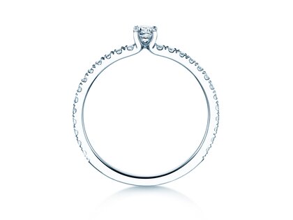 Verlobungsring Classic 4 Pavé in 14K Weißgold mit Diamanten 0,51ct G/SI