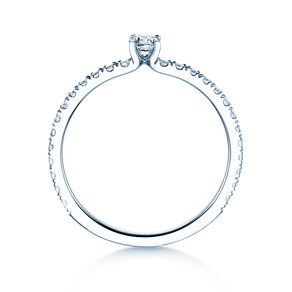 Verlobungsring Classic 4 Pavé in 14K Weißgold mit Diamanten 0,51ct G/SI