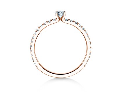 Verlobungsring Classic 4 Pavé in 14K Roségold mit Diamanten 0,51ct G/SI