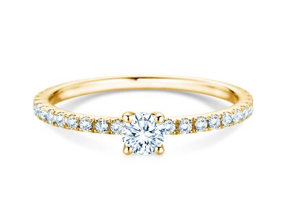 Verlobungsring Classic 4 Pavé in 14K Gelbgold mit Labordiamanten 0,56ct E/VS