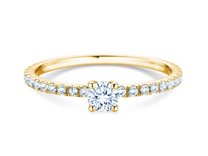 Verlobungsring Classic 4 Pavé in 14K Gelbgold mit Labordiamanten 0,56ct E/VS