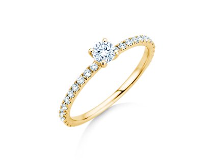 Verlobungsring Classic 4 Pavé in 14K Gelbgold mit Labordiamanten 0,56ct E/VS