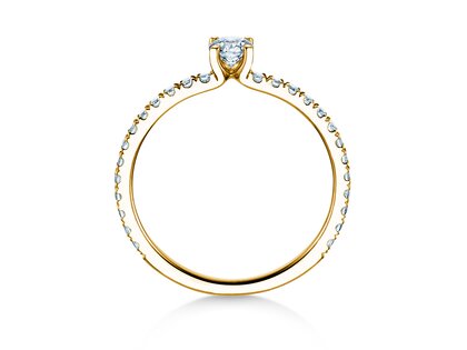 Verlobungsring Classic 4 Pavé in 14K Gelbgold mit Labordiamanten 0,56ct E/VS