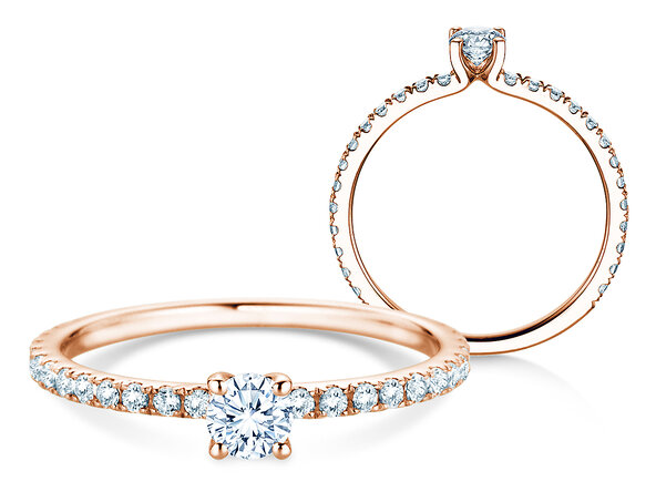 Verlobungsring Classic 4 Pavé in 18K Roségold mit Labordiamanten 0,56ct E/VS
