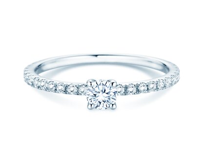 Verlobungsring Classic 4 Pavé in 14K Weißgold mit Labordiamanten 0,56ct E/VS