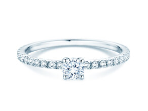 Verlobungsring Classic 4 Pavé in 14K Weißgold mit Labordiamanten 0,56ct E/VS