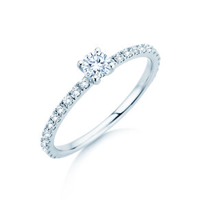 Verlobungsring Classic 4 Pavé in 14K Weißgold mit Labordiamanten 0,56ct E/VS