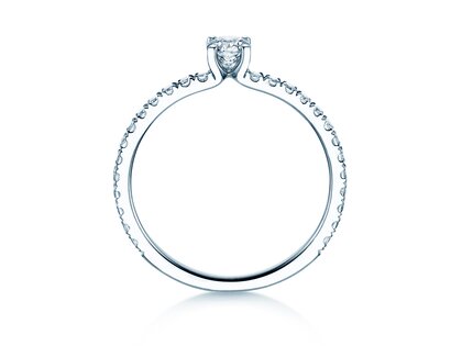 Verlobungsring Classic 4 Pavé in 14K Weißgold mit Labordiamanten 0,56ct E/VS