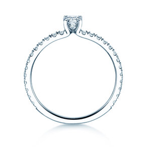 Verlobungsring Classic 4 Pavé in 14K Weißgold mit Labordiamanten 0,56ct E/VS