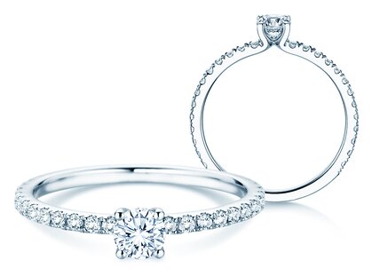 Verlobungsring Classic 4 Pavé in Platin 950/- mit Diamanten 0,61ct G/SI