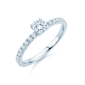 Verlobungsring Classic 4 Pavé in 14K Weißgold mit Diamanten 0,77ct G/SI