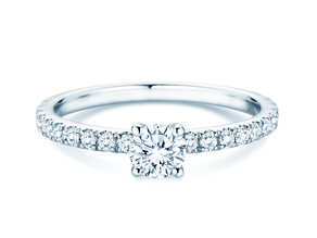 Verlobungsring Classic 4 Pavé in 14K Weißgold mit Diamanten 0,77ct G/SI