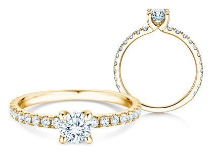 Verlobungsring Classic 4 Pavé in 9K Gelbgold mit Labordiamanten 0,87ct E/VS