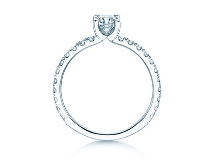 Verlobungsring Classic 4 Pavé in 14K Weißgold mit Labordiamanten 0,87ct E/VS