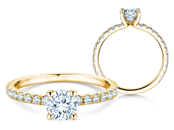 Verlobungsring Classic 4 Pavé in Gelbgold