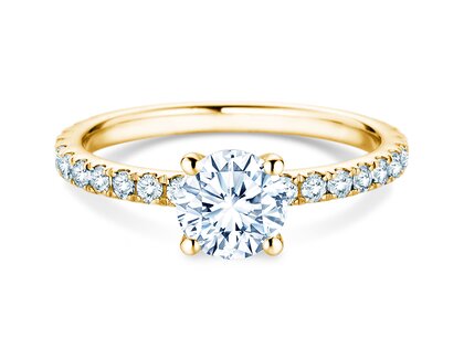 Verlobungsring Classic 4 Pavé in 14K Gelbgold mit Labordiamanten 1,44ct E/VS