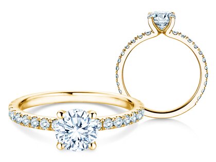 Verlobungsring Classic 4 Pavé in 14K Gelbgold mit Labordiamanten 1,44ct E/VS
