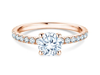 Verlobungsring Classic 4 Pavé in 18K Roségold mit Labordiamanten 1,44ct E/VS