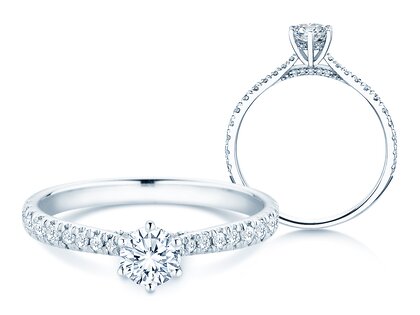 Verlobungsring Classic 6 Hidden Halo Pavé in Platin
