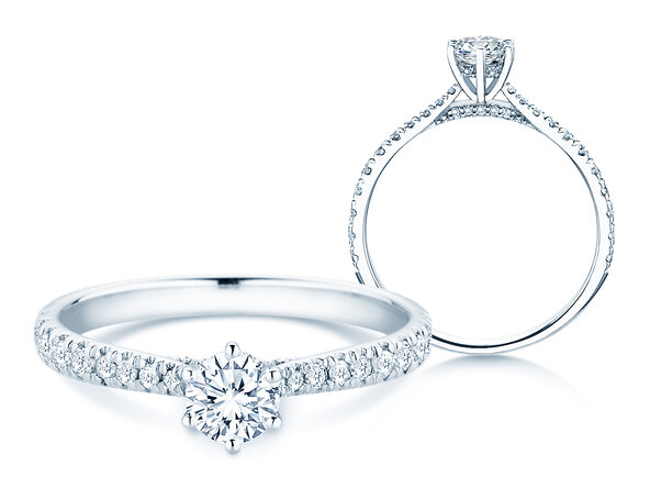 Verlobungsring Classic 6 Hidden Halo Pavé in Platin