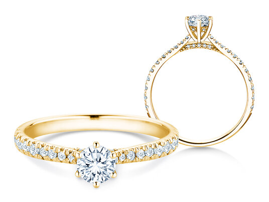 Verlobungsring Classic 6 Hidden Halo Pavé in 9K Weißgold mit Diamanten 0,55ct G/SI