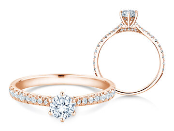 Verlobungsring Classic 6 Hidden Halo Pavé in 9K Weißgold mit Diamanten 0,55ct G/SI