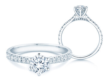 Verlobungsring Classic 6 Hidden Halo Pavé in 9K Weißgold mit Diamanten 1,52ct G/SI