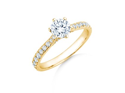 Verlobungsring Classic 6 Hidden Halo Pavé in 9K Gelbgold mit Diamanten 1,52ct G/SI