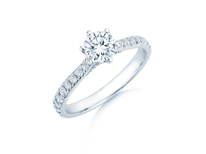 Verlobungsring Classic 6 Hidden Halo Pavé in 9K Weißgold mit Diamanten 1,52ct G/SI