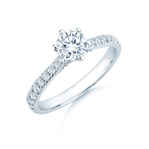 Verlobungsring Classic 6 Hidden Halo Pavé in 9K Weißgold mit Diamanten 1,52ct G/SI