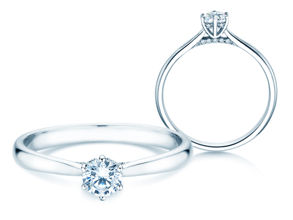Verlobungsring Classic 6 Hidden Halo in 14K Weißgold mit Diamanten 0,30ct G/SI