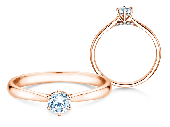 Verlobungsring Classic 6 Hidden Halo in 14K Roségold mit Diamanten 0,30ct G/SI