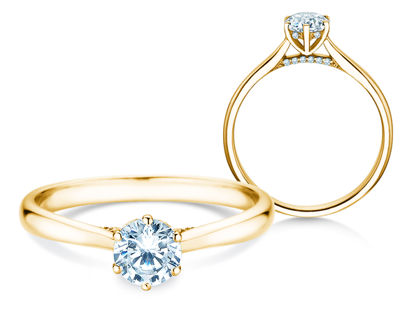 Verlobungsring Classic 6 Hidden Halo in 14K Gelbgold mit Diamanten 0,55ct G/SI