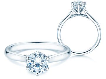 Verlobungsring Classic 6 Hidden Halo in Platin