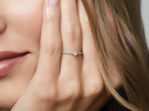 Verlobungsring Classic Pavé in 14K Weißgold mit Diamanten 0,20ct G/SI