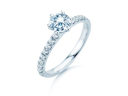 Verlobungsring Classic Pavé in 18K Weißgold mit Diamanten 1,11ct G/SI