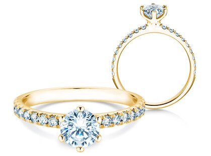 Verlobungsring Classic Pavé in 14K Gelbgold mit Labordiamanten 1,11ct