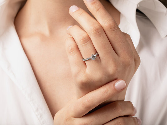 Verlobungsring Classic Pavé in 14K Roségold mit Labordiamanten 1,11ct E/VS