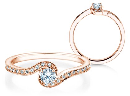 Verlobungsring Crush  in 9K Roségold mit Diamanten 0,27ct G/SI