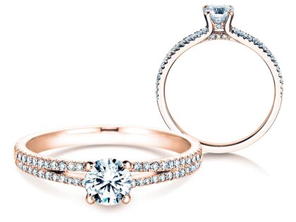 Verlobungsring Dynasty Petite in 18K Roségold mit Diamanten 0,85ct G/SI