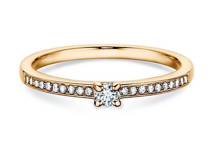 Verlobungsring Modern Pavé in 14K Gelbgold mit Diamanten 0,15ct G/SI