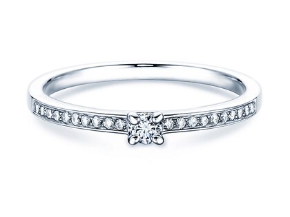 Verlobungsring Modern Pavé in 14K Weißgold mit Diamanten 0,15ct G/SI