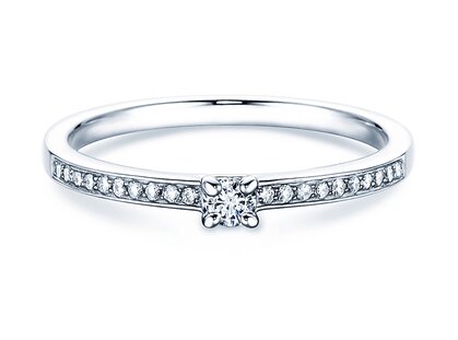 Verlobungsring Modern Pavé in 14K Weißgold mit Diamanten 0,15ct G/SI