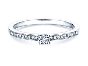 Verlobungsring Modern Pavé in 14K Weißgold mit Diamanten 0,15ct G/SI