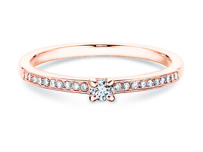 Verlobungsring Modern Pavé in 18K Roségold mit Diamanten 0,15ct G/SI